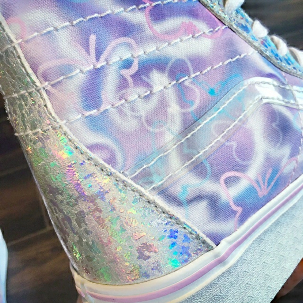 NWT! Vans Sk8-Hi Tapered High Top Shoes / Sneakers BUTTERFLY DREAMS HOLOGRAPHIC - Picture 7 of 12